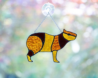 Stained Glass Capybara Suncatcher with out orange (brown transparent)