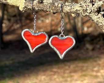 Stained Glass Heart Earrings (R.O.Y.G.)