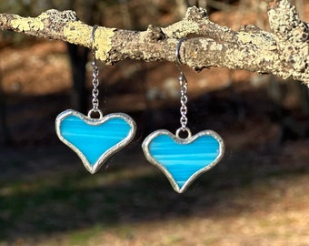 Stained Glass Heart Earrings (B.I.V & White and Clear)