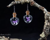 Butterfly in Heart Shaped Bottles - Solid Color Paper