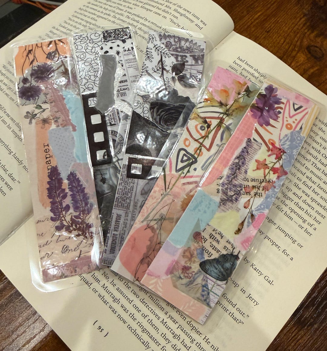 Handmade Junk Journal Style Bookmark 4 Pack– Layered Paper Art, One of ...