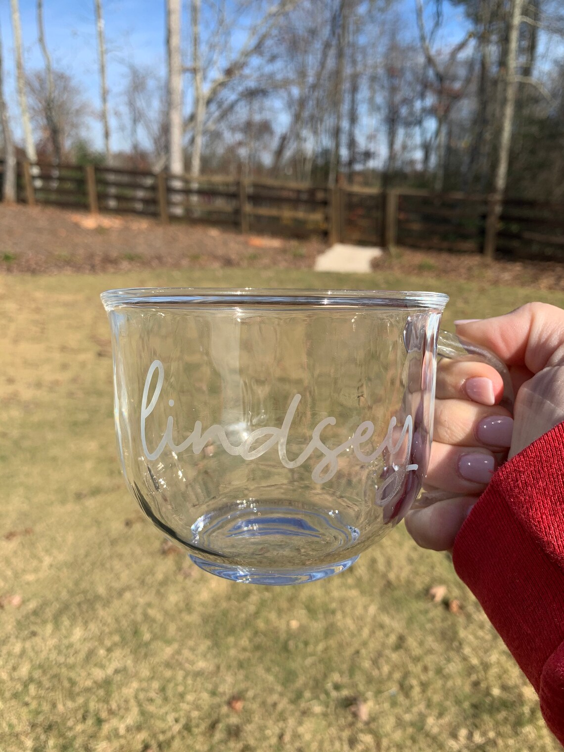 Custom T Etched Glass Coffee Mug Custom Mug Etsy