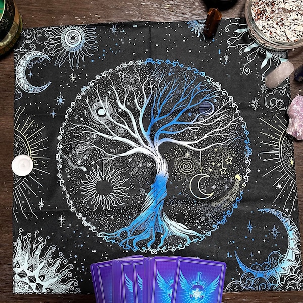 Small Sun and Moon Tree of Life Moon Phase Tarot/Altar/Divination Cloths