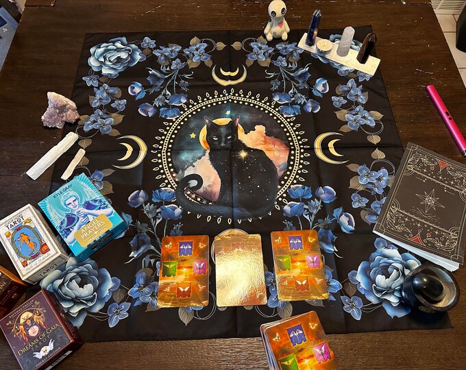 Mystical Cat Divination Altar Cloth/tarot Cloth Etsy