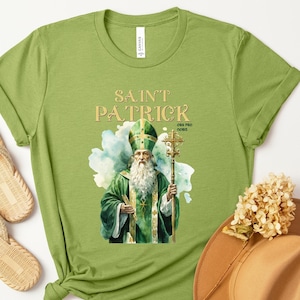 Shirt - St. Patrick T-Shirt, Comfy Unisex Jersey Short Sleeve Tee, Catholic Graphic Tt, Saint Patrick&#39;s Day Gift