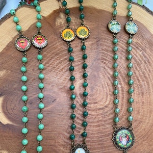 Rosary - Saint Patrick Rosary, Saint Patrick Medal, Catholic Gifts, Bronze Medal, Bronze Crucifix, Sacred Heart, St Patrick