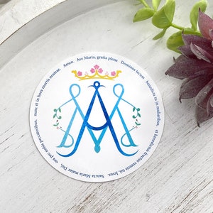 Stickers - Marian Auspice - Ave Maria, Catholic Sticker, Catholic Gift, Stocking Stuffer, Latin Sticker