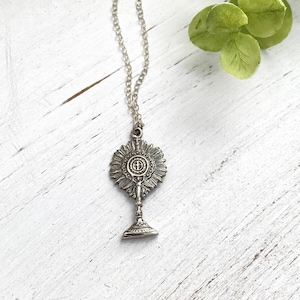 Necklace - Monstrance, First Communion Gift, First Communion Necklace, Catholic Gift, Catholic Jewelry