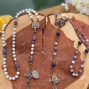 Collection - Saint Joseph - Lily Center Medal, Rosary, Chaplet, St. Joseph, Bronze Crucifix, Catholic Medal, Catholic Gift, Fathers Day Gift