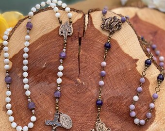Collection - Saint Joseph - Lily Center Medal, Rosary, Chaplet, St. Joseph, Bronze Crucifix, Catholic Medal, Catholic Gift, Fathers Day Gift