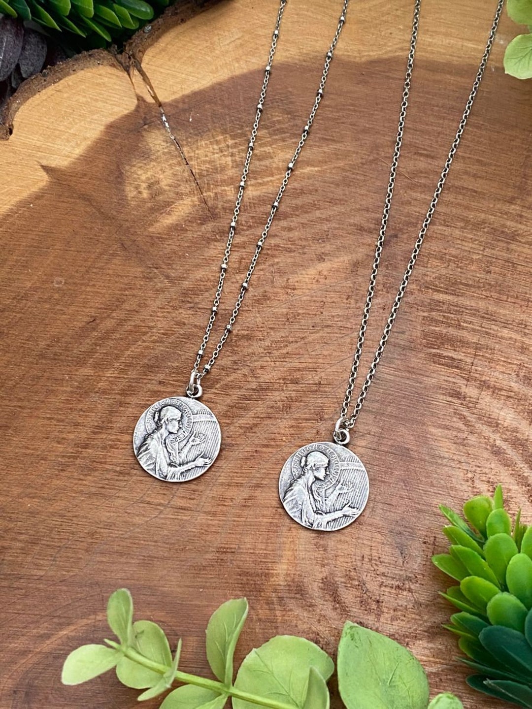 Necklace - Saint Cecilia Medal, Sterling Silver Chain, Sterling Silver ...