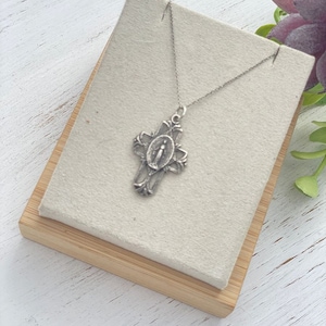Necklace - Miraculous Medal, Sterling Silver Cross, Sterling Silver Chain, Catholic Medal, Catholic Jewelry, Catholic Gift