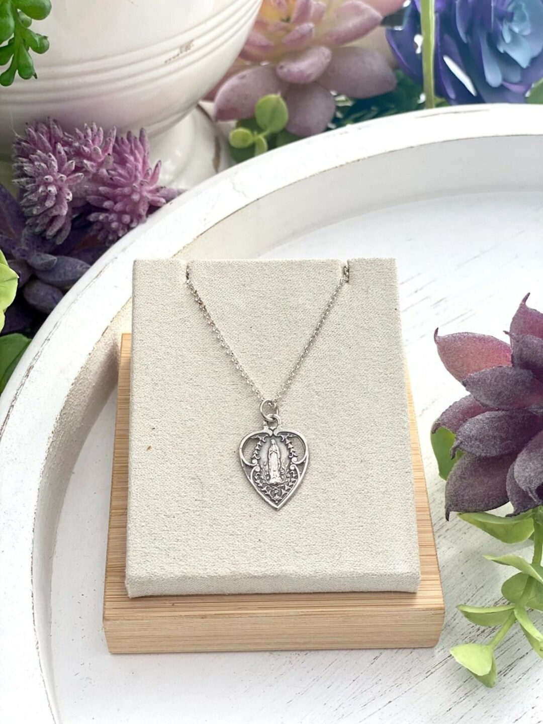Necklace - Our Lady of Lourdes, Lourdes Medal, Catholic Medal, Sterling ...