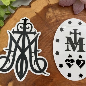 Stickers & Magnets - Marian Cross Sticker, Auspice Sticker, Catholic Stickers, Vinyl Stickers, Catholic Gifts, Stocking Stuffer