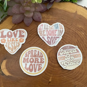 Stickers - Retro Love, Christian Stickers, Vinyl Stickers, Catholic Stickers, Christian Gifts, Mothers Day Gifts, Stocking Stuffer