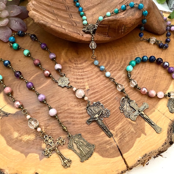 Collection - Saint Anne Medal, Catholic Gifts, Chaplet, Stretch Bracelet, Wrap Rosary, Rosary, Rosary Bracelet, Catholic Jewelry, Crucifix