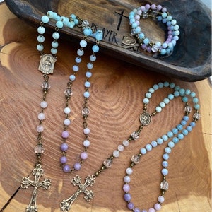 Rosary - Our Lady of Lourdes, Rosary, Wrap Rosary, Rosary Bracelet, Catholic Gift, Catholic Jewelry, Bronze Medal, Bronze Crucifix