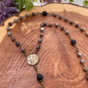Rosary - Saint Joseph - The Woodworker, Catholic Gifts, Fathers Day Gifts, St. Joseph Medal, Bronze Medal, Bronze Crucifix