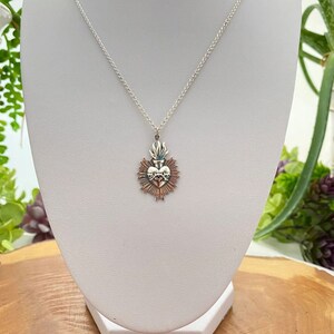 Necklace - Sacred Heart Pendant - Sterling Silver Pendant, Sterling Silver Chain, Catholic Jewelry, Christian Jewelry