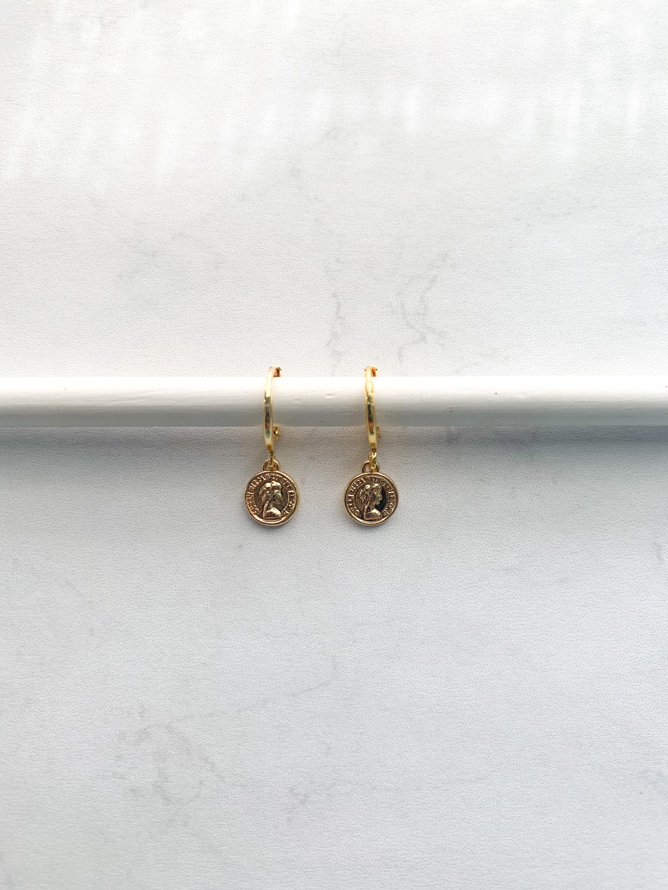 Gold Coin Earrings Etsy