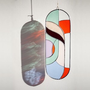 Stained glass window hangings, modern suncatcher, glass wall hanging
