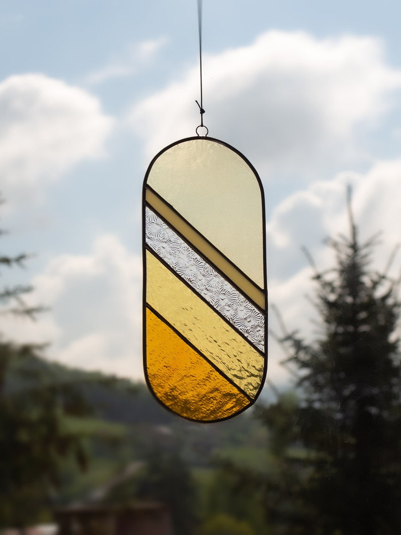 Summer Stained Glass Window Hangings Modern Suncatcher Glass Etsy