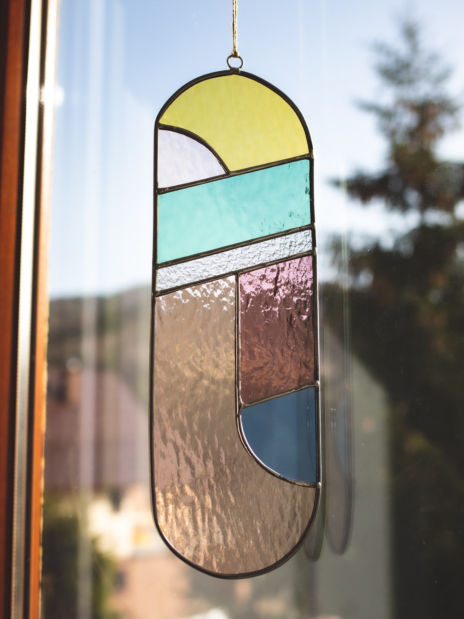 Modern stained glass suncatcher window decoration glass wall Etsy