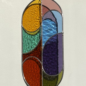 Modern stained glass suncatcher, window decor, glass wall hanging image 6