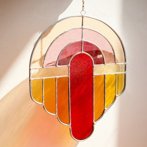 Unique Art Deco Stained Glass Suncatcher - Abstract Window Hanging Decoration