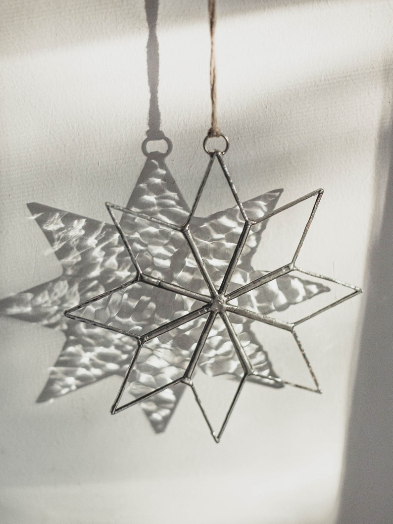Stained Glass Star Clear Christmas Tree Ornaments Window Etsy