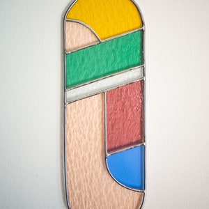 Modern stained glass suncatcher, window decoration, glass wall hanging image 5