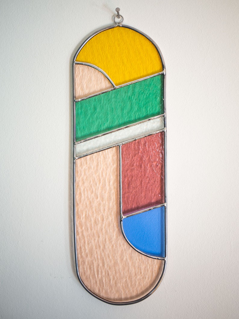 Modern stained glass suncatcher, window decoration, glass wall hanging image 5