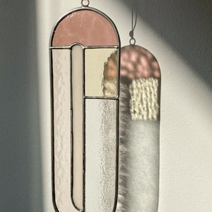 Modern stained glass suncatcher in subdued colors, window decoration, glass wall hanging image 4