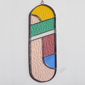 Modern stained glass suncatcher, window decoration, glass wall hanging image 1