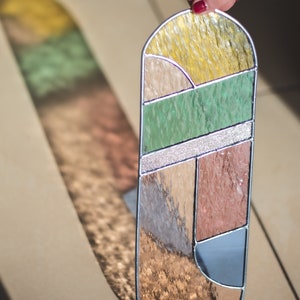 Modern stained glass suncatcher, window decoration, glass wall hanging image 7