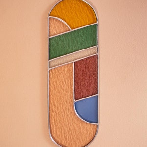 Modern stained glass suncatcher, window decoration, glass wall hanging image 9