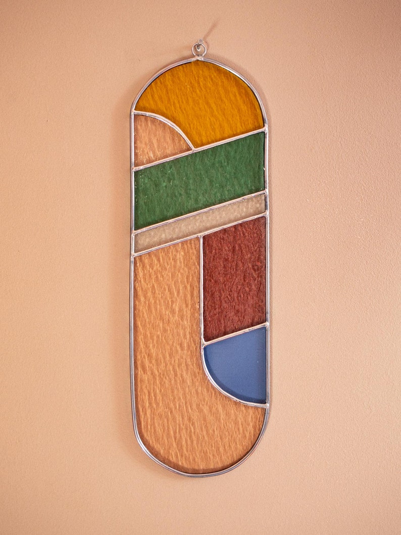 Modern stained glass suncatcher, window decoration, glass wall hanging image 9