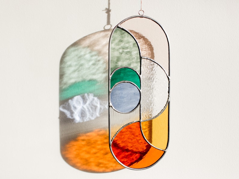 Modern Stained Glass Suncatcher Window Decor Glass Wall Etsy
