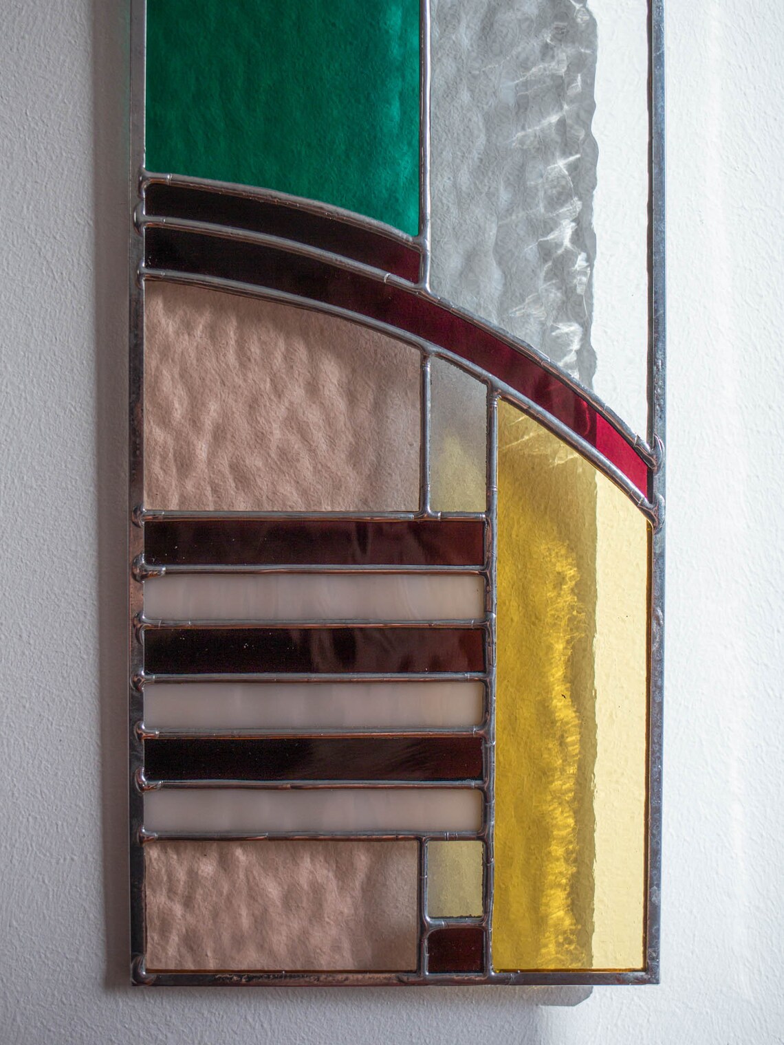 Curated visual reference: Gallery Detail: Pink And Green Stained Glass Panel Wall Hanging Modern