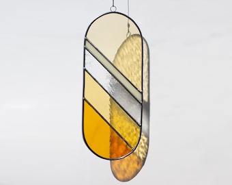Summer stained glass window hangings, modern suncatcher, glass wall hanging