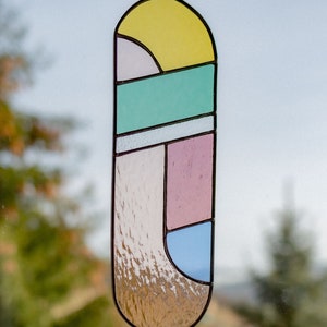 Modern stained glass suncatcher, window decoration, glass wall hanging image 4