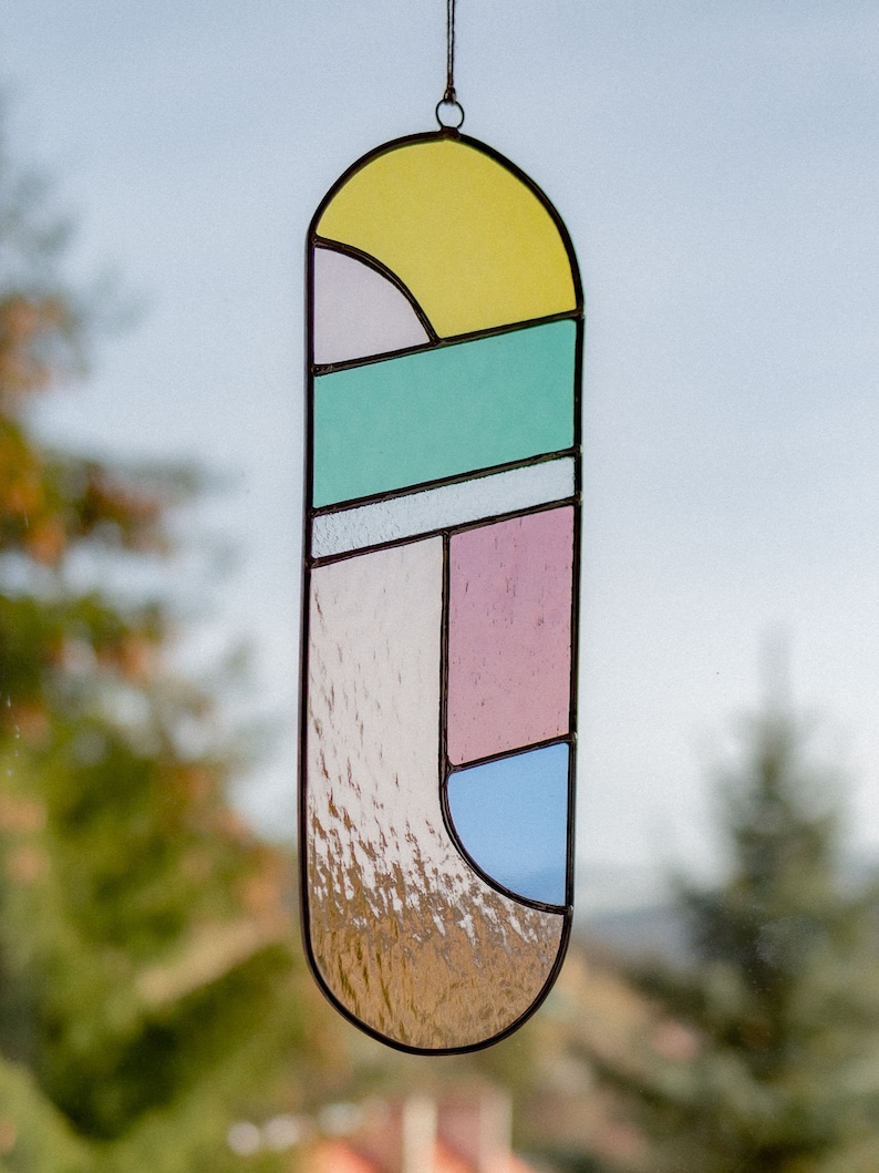 Modern Stained Glass Suncatcher Window Decoration Glass Wall Etsy