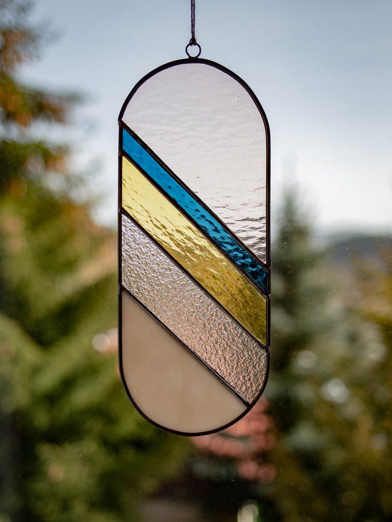 Stained Glass Window Hangings Modern Suncatcher Glass Wall Etsy