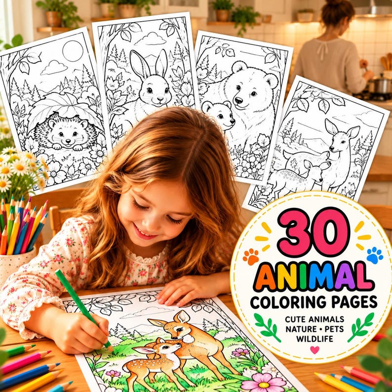30 Animal Coloring Pages for Kids Ages 6–10 | Color & Display Printable ...