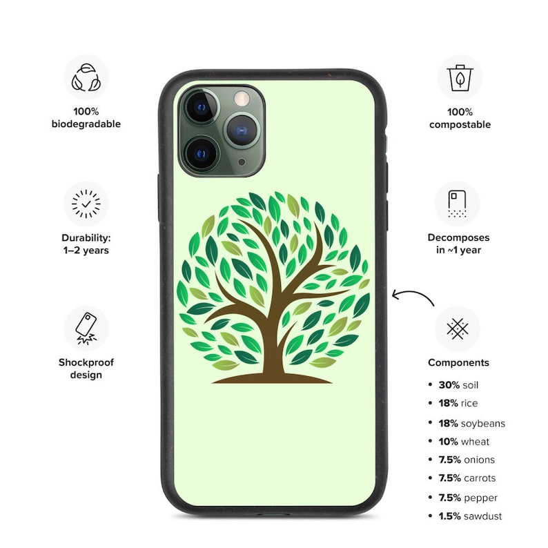 100/% Biodegradable iPhone Case XR 11 Pro Max iPhone X XS Max 11 Pro 11 12 Pro Eco-friendly iPhone Case 12 XS Tree iPhone Case