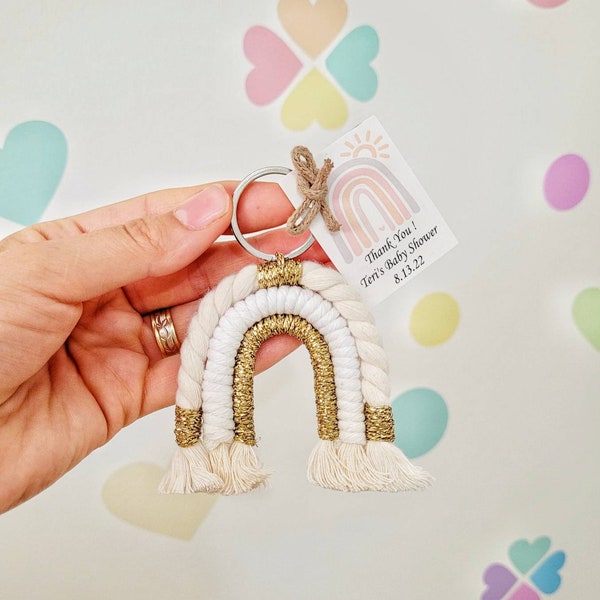 Personalized Rainbow Macrame Keychain with card , Gift Idea , Multiple Color Choices , Geschenke für sie,  Schlüsselanhänger , arc en ciel