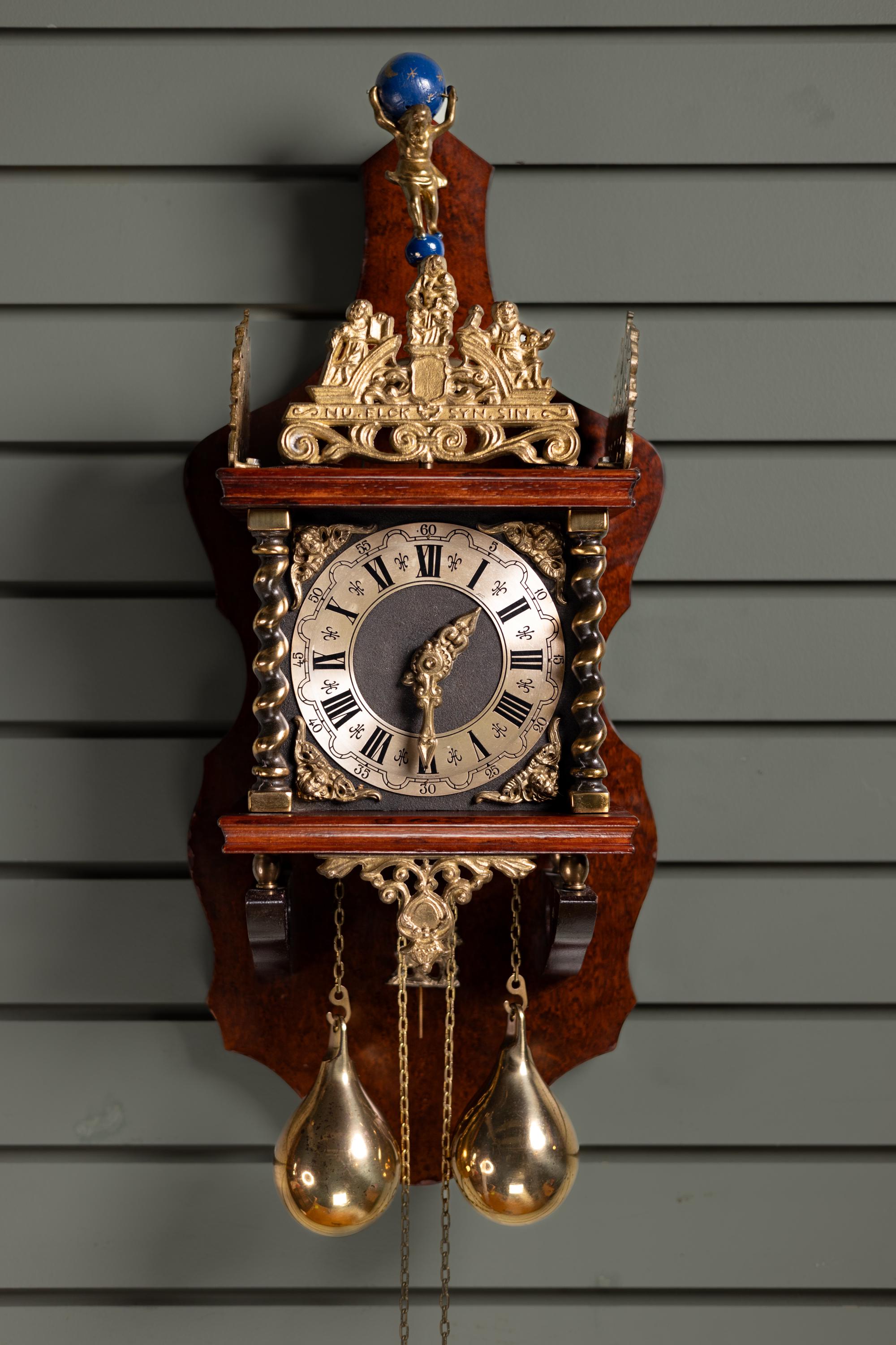 壁面飾り 銀行 額装アンティークMidland Bank1850 UK Vintage Wall Clock: Burl Wood, Brass Atlas, Dutch Clock - Etsy