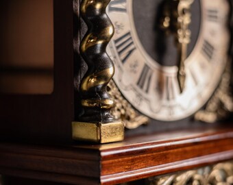 Vintage Wall Clock: Burl Wood, Brass Atlas, Dutch Clock - Etsy