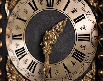 Vintage Wall Clock: Burl Wood, Brass Atlas, Dutch Clock - Etsy