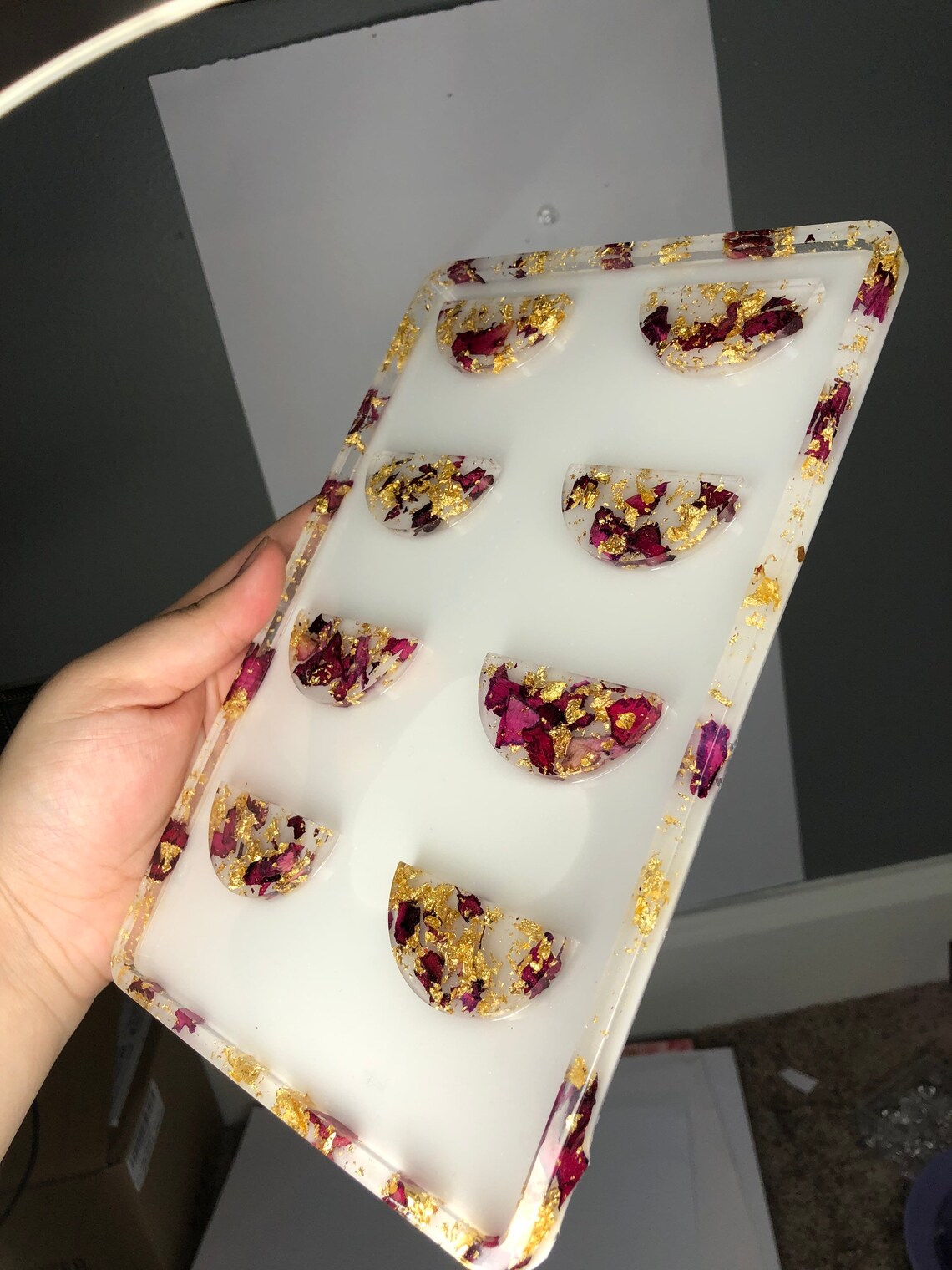 Eyelash tray Resin Lash Tray Rose and Gold Lash Tray Rose Etsy